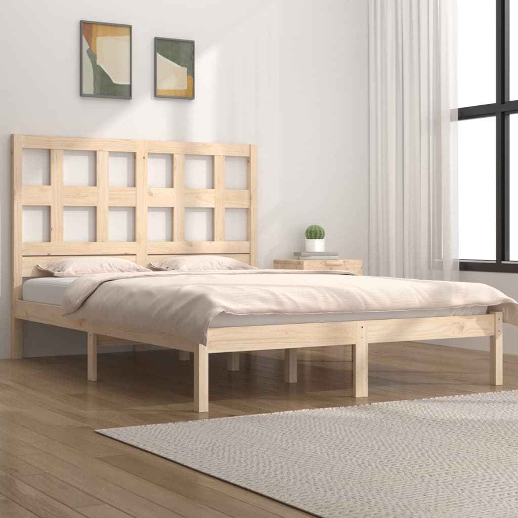 vidaXL Cama sem colchão 135x190 cm madeira de pinho maciça